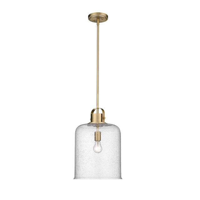 Z-Lite Lighting 340P12-HG Kinsley 1 Light 12 Inch Pendant in Heirloom Gold with Clear Seeded Glass