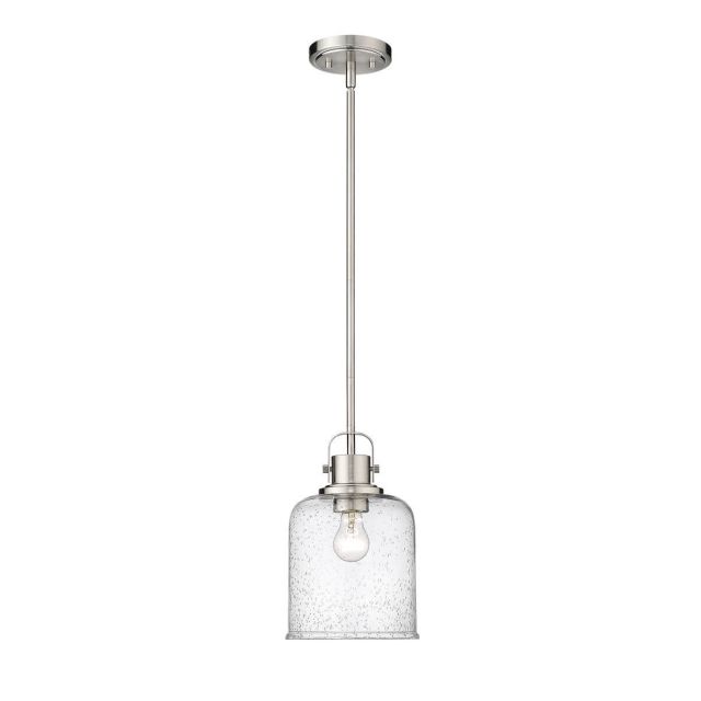 Z-Lite Lighting 340P8-BN Kinsley 1 Light 8 Inch Pendant in Brushed Nickel with Clear Seeded Glass