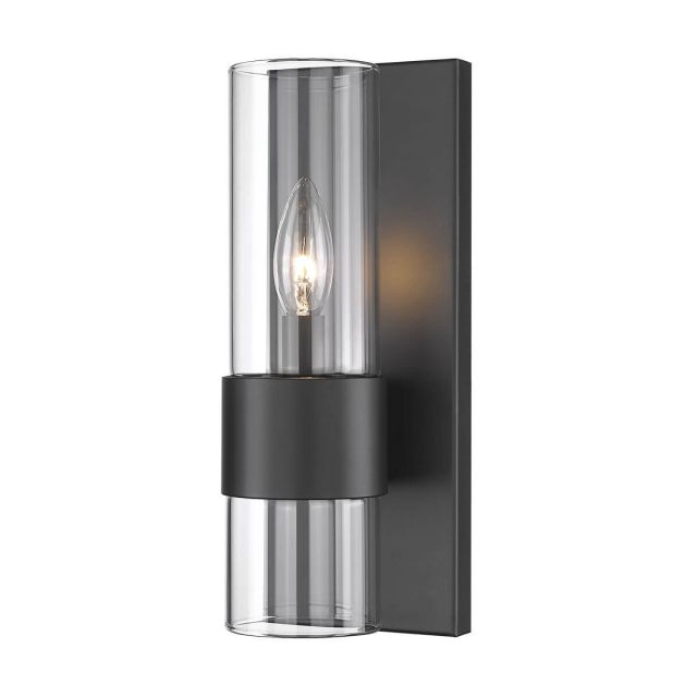 Z-Lite Lighting 343-1S-MB Lawson 1 Light 12 inch Tall Wall Sconce in Matte Black with Clear Glass