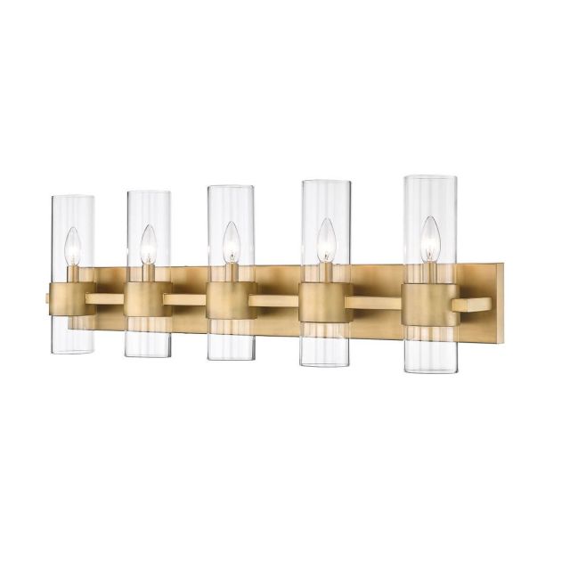 Z-Lite Lighting 343-5V-RB Lawson 5 Light 38 inch Bath Vanity Light in Rubbed Brass with Clear Glass