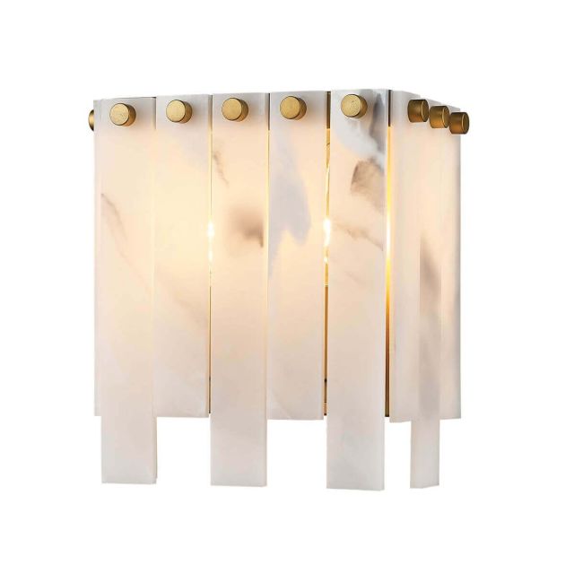 Z-Lite Lighting Viviana 2 Light 8 inch Tall Wall Sconce in Rubbed Brass with Alabaster 345-2S-RB