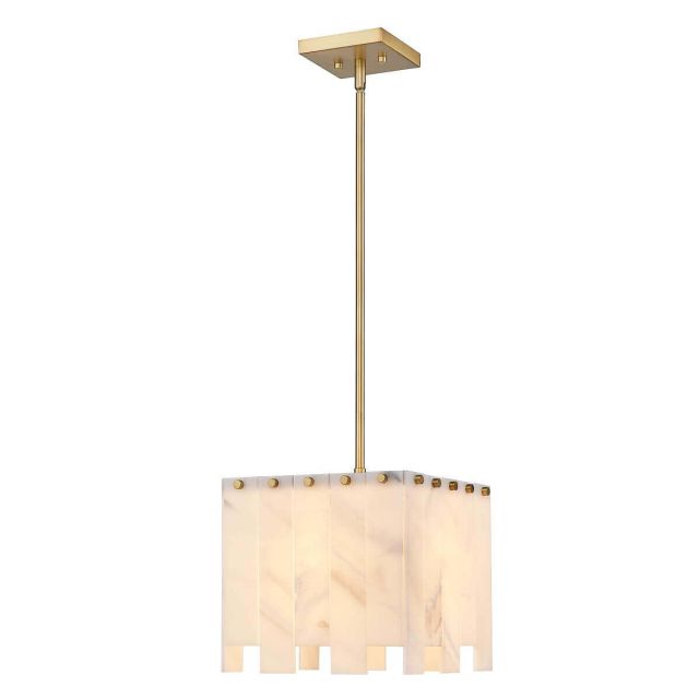 Z-Lite Lighting Viviana 1 Light 12 inch Pendant in Rubbed Brass with Alabaster 345P12-RB