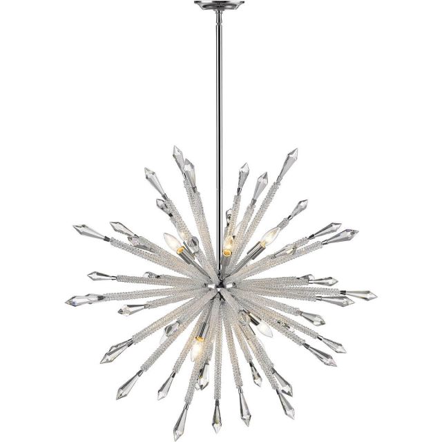 Z-Lite 4002-10 Soleia 10 Light 37 Inch Chandelier In Chrome With Clear Crystal Shade