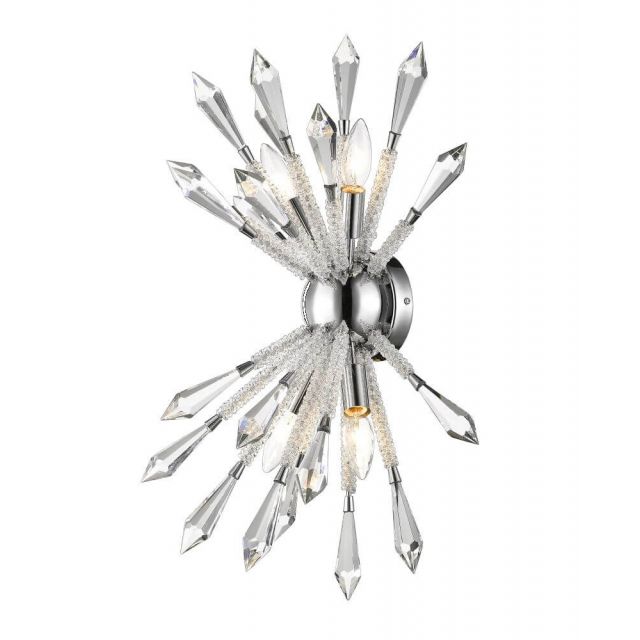Z-Lite 4002-4S Soleia 4 Light 24 Inch Tall Wall Sconce In Chrome With Clear Crystal Shade