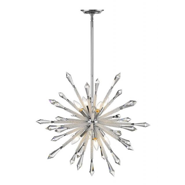Z-Lite 4002-8 Soleia 8 Light 27 Inch Chandelier In Chrome With Clear Crystal Shade