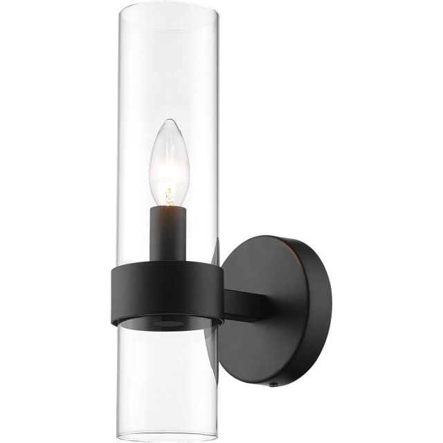 Z-Lite Lighting 4008-1S-MB Datus 1 Light 13 inch Tall Wall Sconce in Matte Black with Clear Glass