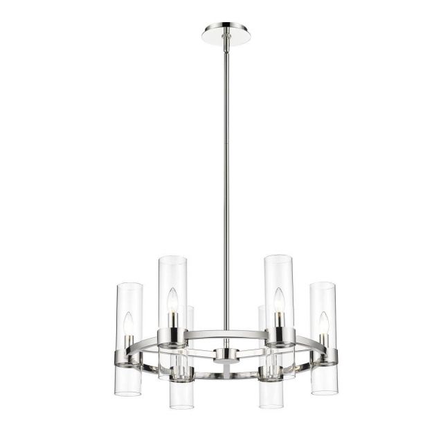 Z-Lite Lighting 4008-6PN Datus 6 Light 26 inch Chandelier in Polished Nickel with Clear Glass