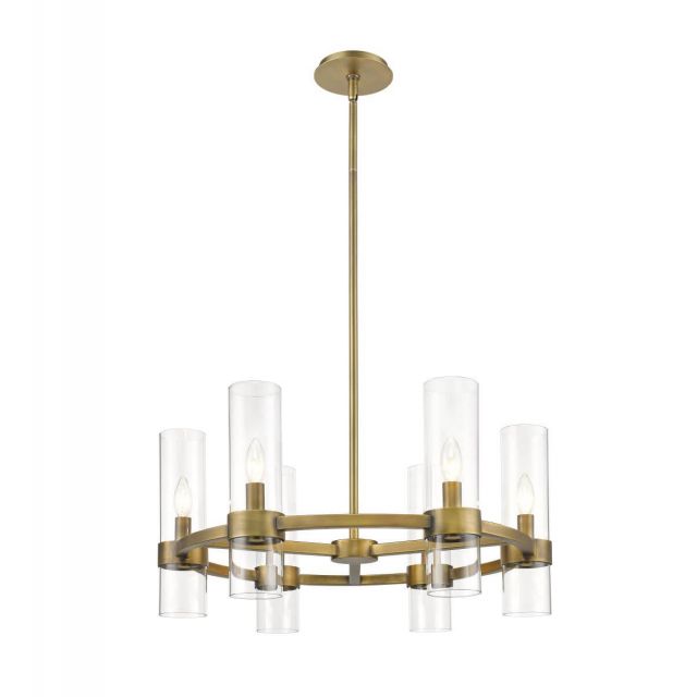 Z-Lite Lighting 4008-6RB Datus 6 Light 26 inch Chandelier in Rubbed Brass with Clear Glass