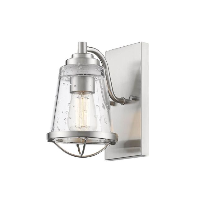 Z-Lite Lighting 444-1S-BN Mariner 1 Light 9 inch Tall Wall Sconce in Brushed Nickel with Clear Seedy Glass