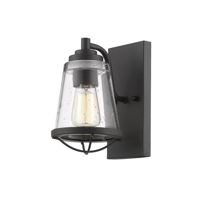 Z-Lite Lighting 444-1S-BRZ Mariner 1 Light 9 inch Tall Wall Sconce in Bronze with Clear Seedy Glass