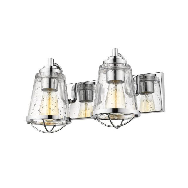 Z-Lite 444-2V-CH Mariner 2 Light 16 Inch Vanity Light In Chrome With Clear Seedy Glass Shade