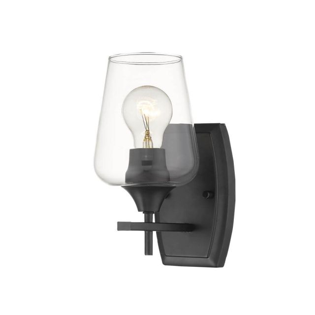 Z-Lite 473-1S-MB Joliet 1 Light 10 Inch Tall Wall Sconce in Matte Black with Clear Glass