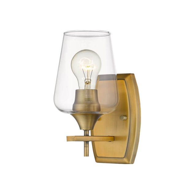 Z-Lite 473-1S-OBR Joliet 1 Light 10 Inch Tall Wall Sconce in Olde Brass with Clear Glass