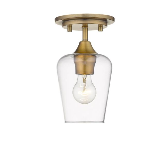 Z-Lite Lighting 473F1-OBR Joliet 1 Light 6 inch Flush Mount in Olde Brass with Clear Glass