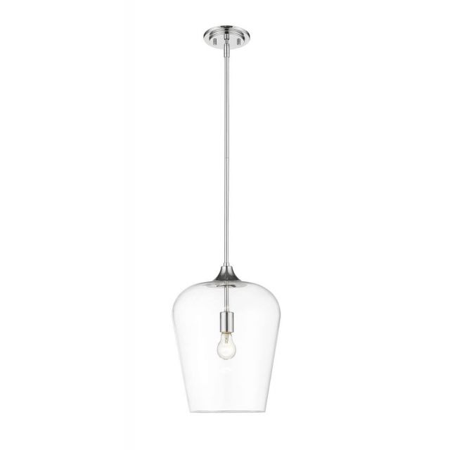 Z-Lite Lighting 473P12-CH Joliet 1 Light 12 inch Pendant in Chrome with Clear Glass