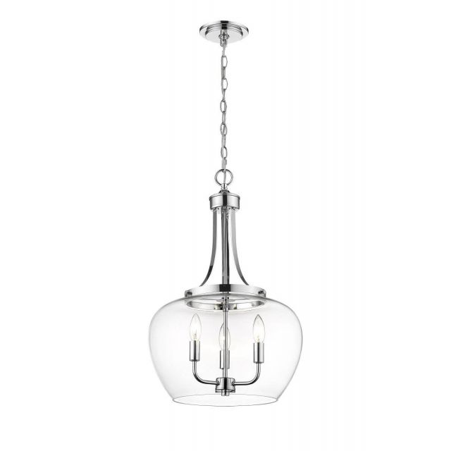 Z-Lite Lighting 473P16-CH Joliet 3 Light 16 inch Pendant in Chrome with Clear Glass