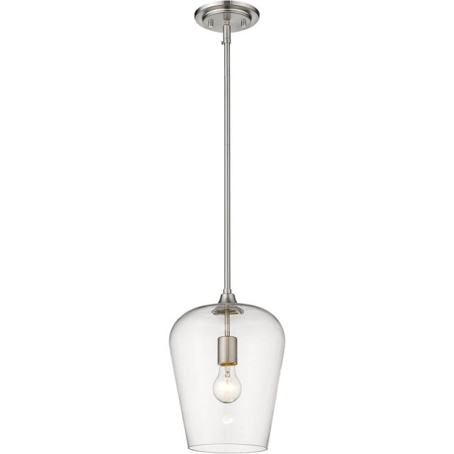 Z-Lite Lighting 473P9-BN Joliet 1 Light 9 Inch Pendant in Brushed Nickel with Clear Glass