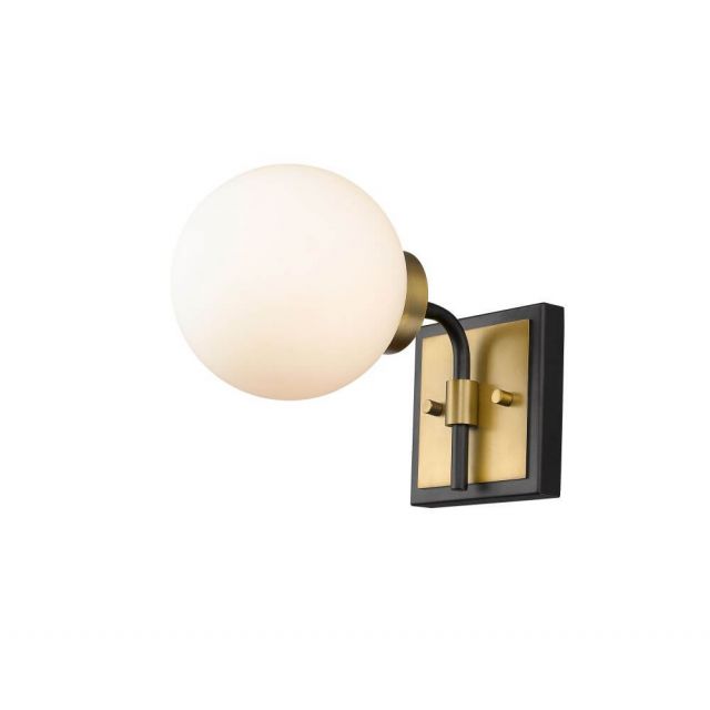 Z-Lite Lighting Parsons 1 Light 8 Inch Tall Wall Sconce in Matte Black-Olde Brass with Opal Glass 477-1S-MB-OBR