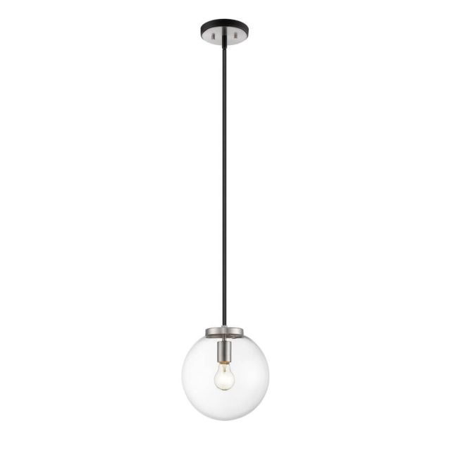 Z-Lite Lighting Parsons 1 Light 10 Inch Pendant in Matte Black-Brushed Nickel with Clear Glass 477P10-MB-BN