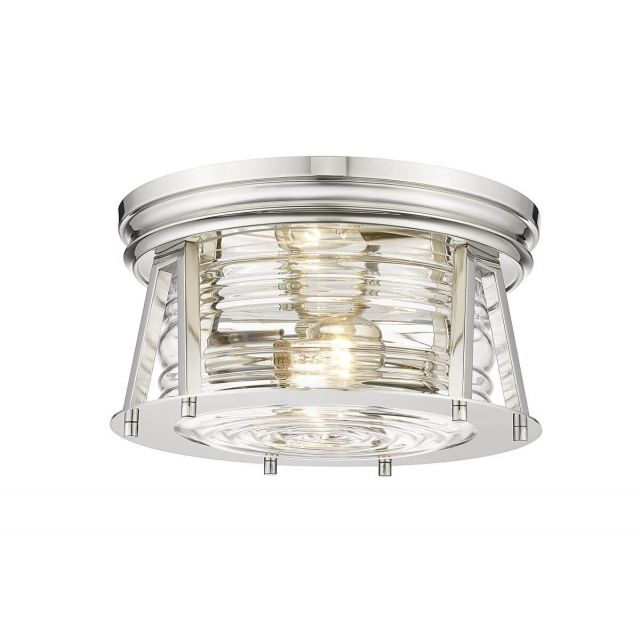 Z-Lite Lighting 491F2-PN Cape Harbor 2 Light 12 inch Flush Mount in Polished Nickel with Clear Glass