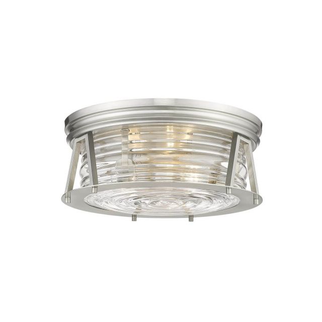 Z-Lite Lighting 491F3-BN Cape Harbor 3 Light 16 inch Flush Mount in Brushed Nickel with Clear Glass