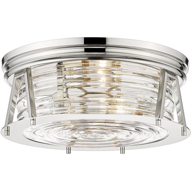 Z-Lite Lighting 491F3-PN Cape Harbor 3 Light 16 inch Flush Mount in Polished Nickel with Clear Glass