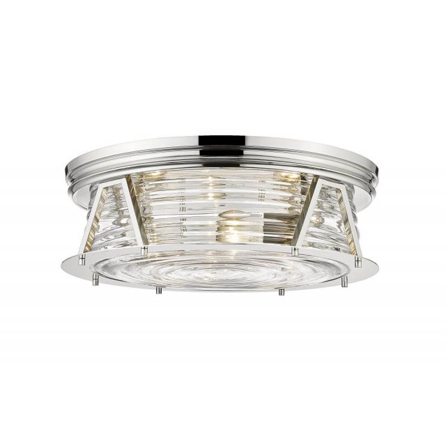 Z-Lite Lighting 491F4-PN Cape Harbor 4 Light 20 inch Flush Mount in Polished Nickel with Clear Glass