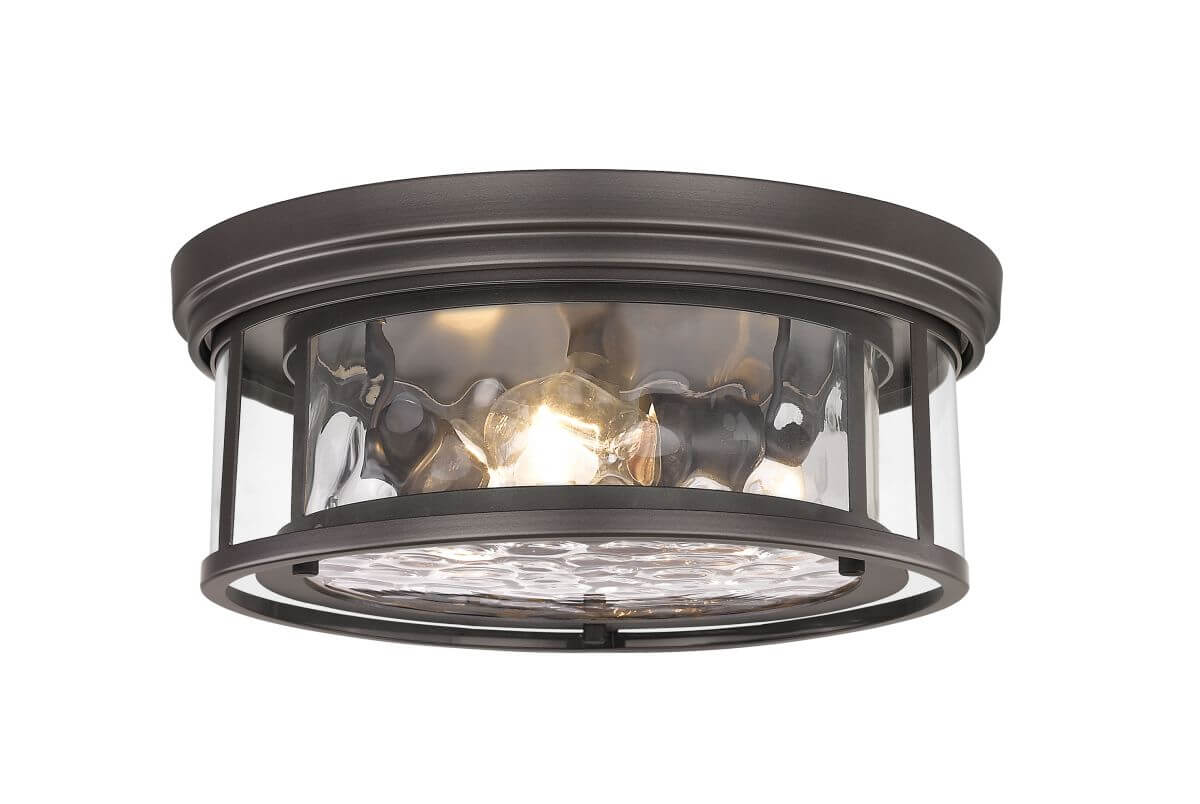 Z-Lite Lighting 493F3-BRZ Clarion 3 Light 16 Inch Flush Mount in Bronze with Inner Clear Water and Outer Clear Glass