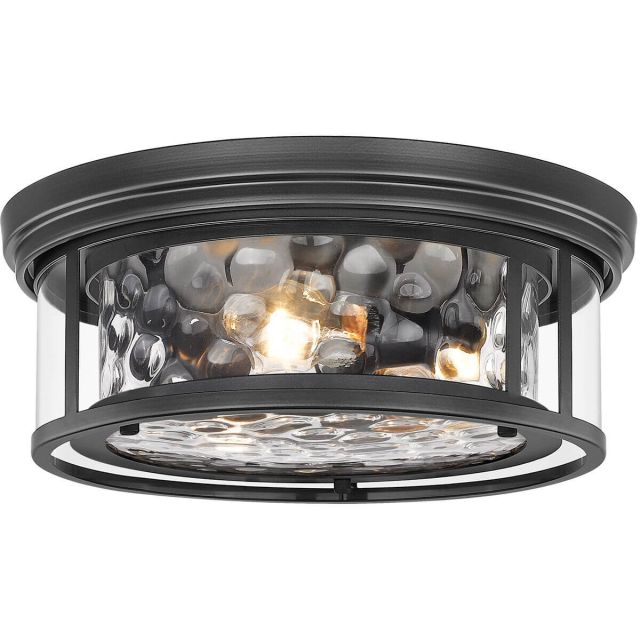 Z-Lite Lighting 493F3-MB Clarion 3 Light 16 Inch Flush Mount in Matte Black with Inner Clear Water and Outer Clear Glass