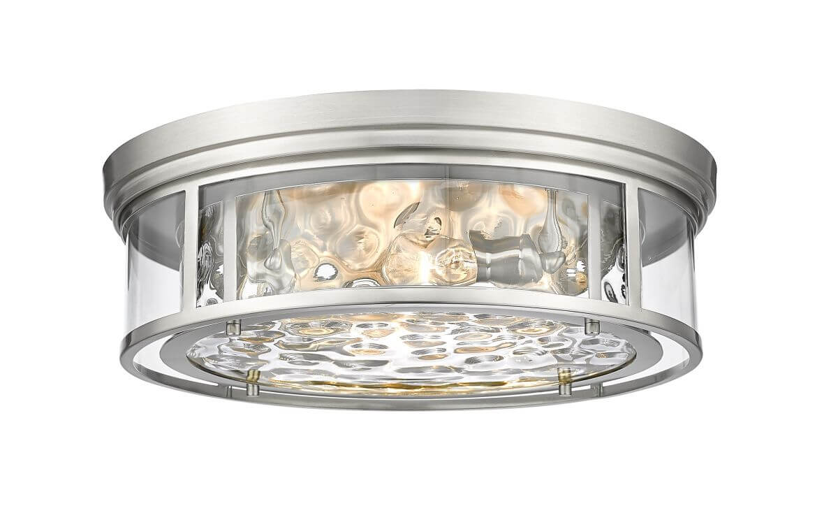 Z-Lite Lighting 493F4-BN Clarion 4 Light 21 Inch Flush Mount in Brushed Nickel with Inner Clear Water and Outer Clear Glass