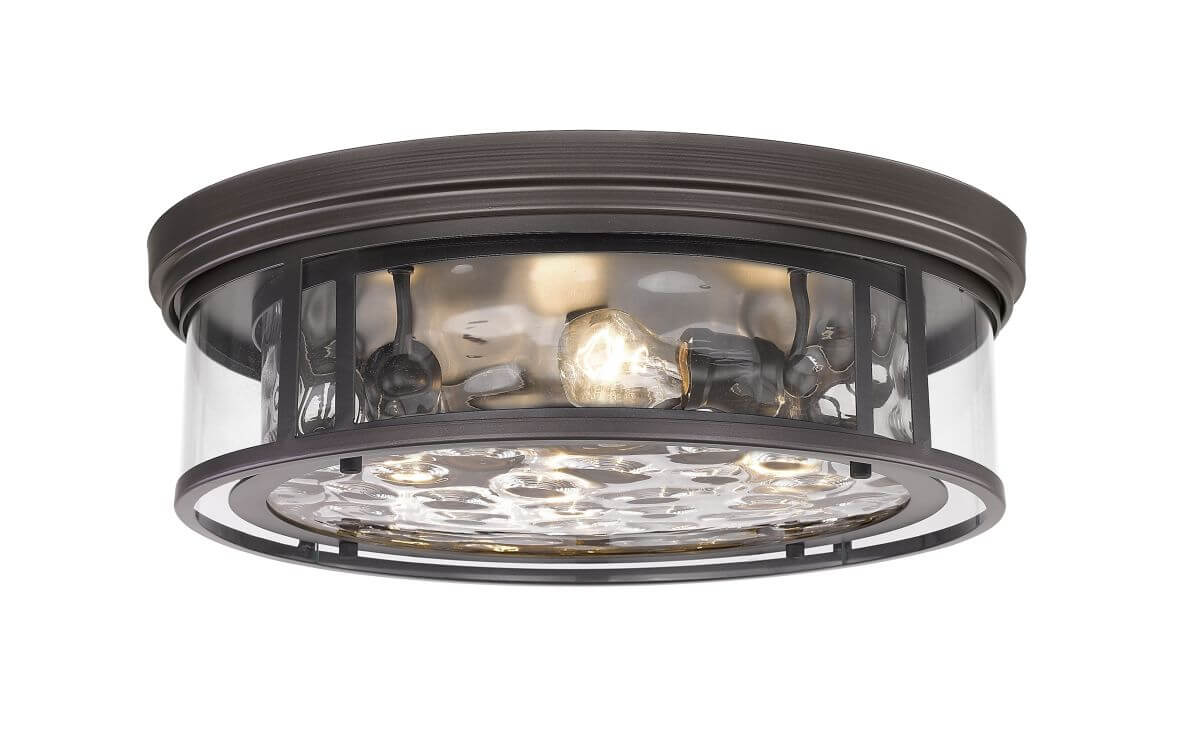Z-Lite Lighting 493F4-BRZ Clarion 4 Light 21 Inch Flush Mount in Bronze with Inner Clear Water and Outer Clear Glass