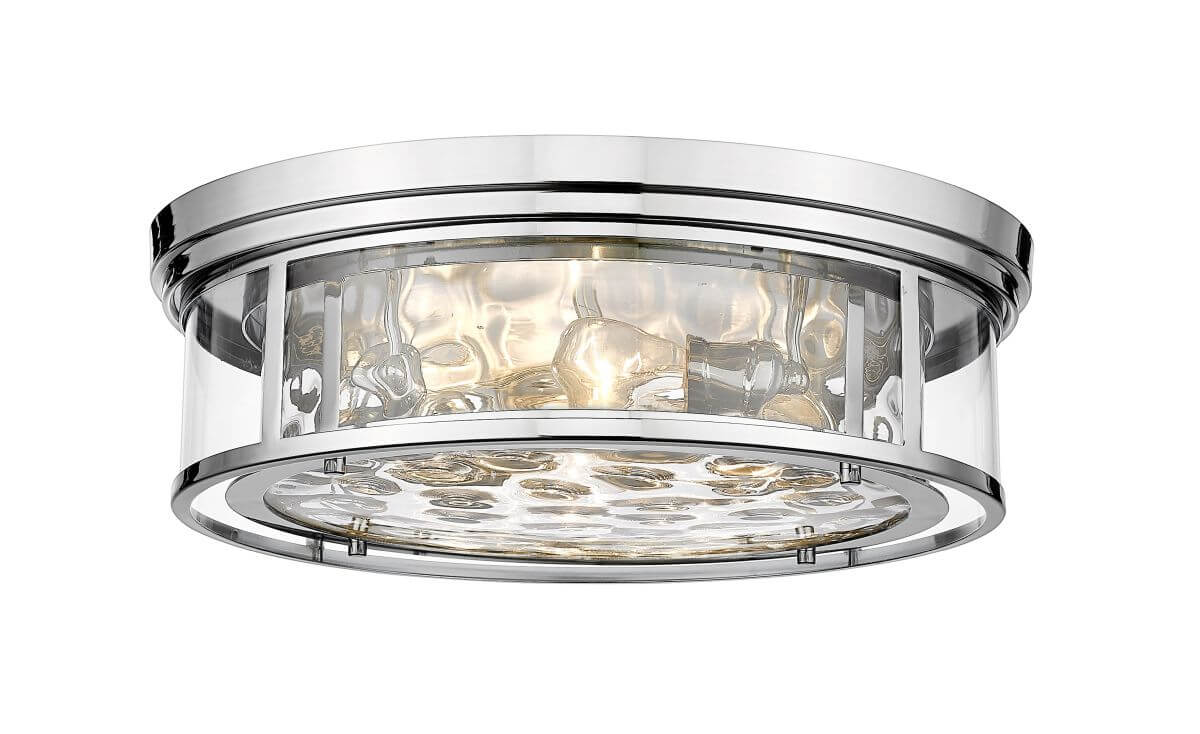 Z-Lite Lighting 493F4-PN Clarion 4 Light 21 Inch Flush Mount in Polished Nickel with Inner Clear Water and Outer Clear Glass