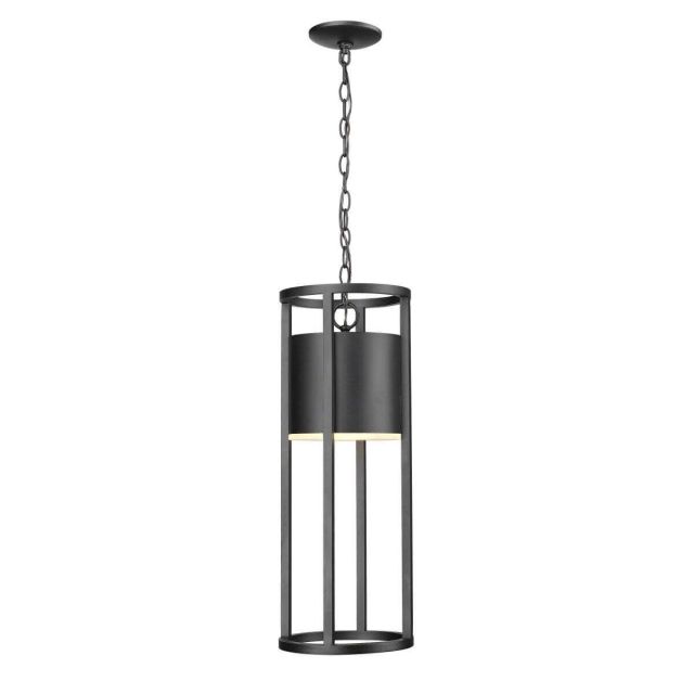 Z-Lite Lighting 517CHB-BK-LED Luca 9 inch Outdoor Hanging LED Mini Lantern in Black with Etched Glass