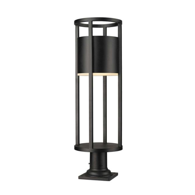 Z-Lite Lighting 517PHB-533PM-BK-LED Luca 30 inch Tall Outdoor LED Pier Mount Light in Black with Etched Glass