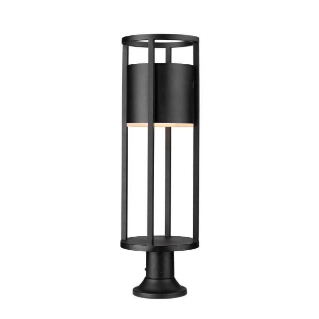 Z-Lite Lighting Luca 30 inch Tall Outdoor LED Pier Mount Light in Black with Etched Glass 517PHB-553PM-BK-LED