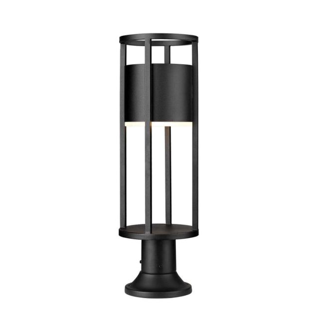 Z-Lite Lighting Luca 24 inch Tall Outdoor LED Pier Mount Light in Black with Etched Glass 517PHM-553PM-BK-LED