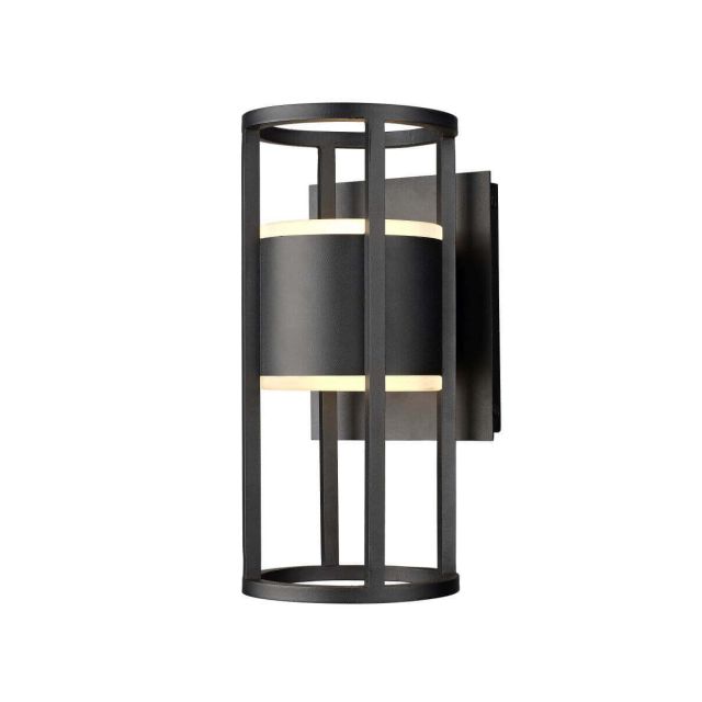Z-Lite Lighting Luca 12 inch Tall Outdoor LED Outdoor Wall Light in Black with Etched Glass 517S-BK-LED
