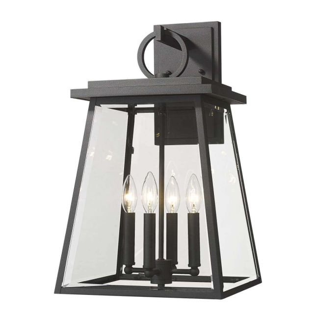 Z-Lite Lighting Broughton 4 Light 21 inch Tall Outdoor Wall Light in Black with Clear Beveled Glass 521B-BK