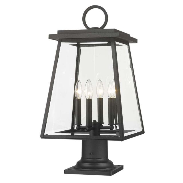 Z-Lite Lighting Broughton 4 Light 25 inch Tall Outdoor Pier Mount Light in Black with Clear Beveled Glass 521PHBR-533PM-BK