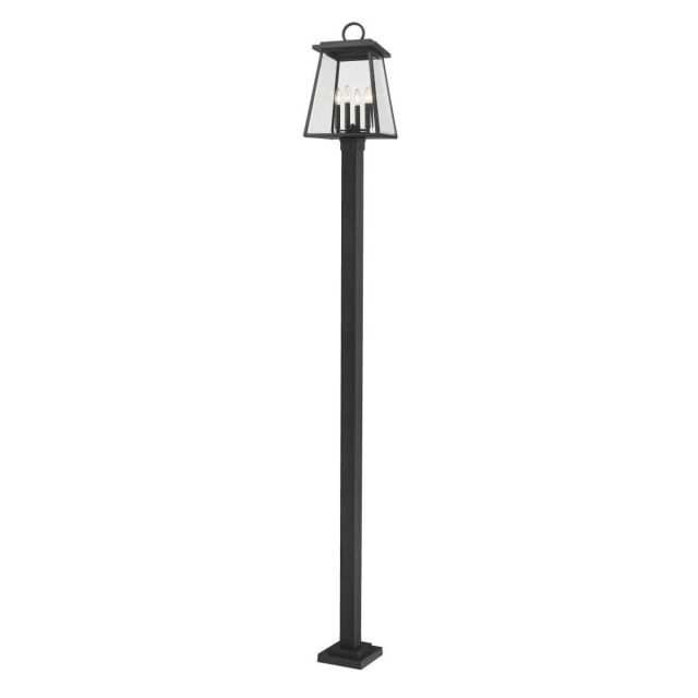 Z-Lite Lighting Broughton 4 Light 116 inch Tall Outdoor Post Mount Light in Black with Clear Beveled Glass 521PHBS-536P-BK