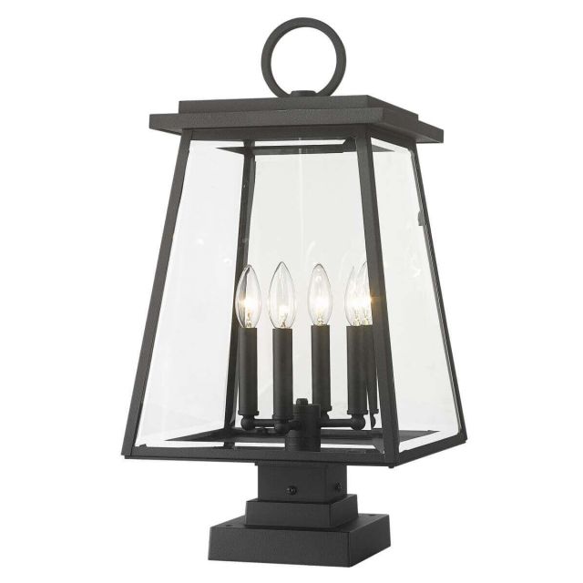 Z-Lite Lighting Broughton 4 Light 24 inch Tall Outdoor Pier Mount Light in Black with Clear Beveled Glass 521PHBS-SQPM-BK
