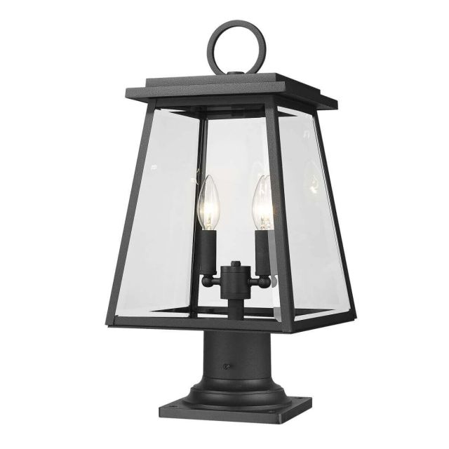 Z-Lite Lighting Broughton 2 Light 21 inch Tall Outdoor Pier Mount Light in Black with Clear Beveled Glass 521PHMR-533PM-BK