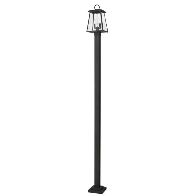 Z-Lite Lighting Broughton 2 Light 113 inch Tall Outdoor Post Mount Light in Black with Clear Beveled Glass 521PHMS-536P-BK