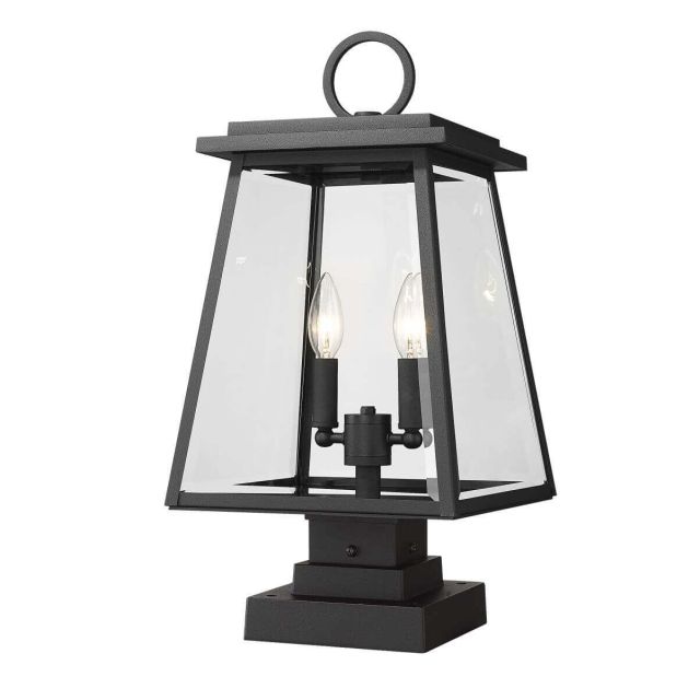 Z-Lite Lighting Broughton 2 Light 21 inch Tall Outdoor Pier Mount Light in Black with Clear Beveled Glass 521PHMS-SQPM-BK