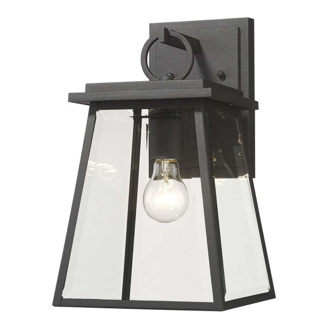Z-Lite Lighting Broughton 1 Light 14 inch Tall Outdoor Wall Light in Black with Clear Beveled Glass 521S-BK