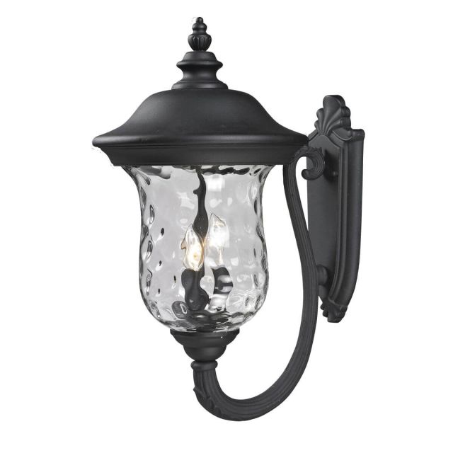 Z-Lite Lighting 533B-BK Armstrong 3 Light 24 inch Tall Outdoor Wall Light in Black with Clear Waterglass