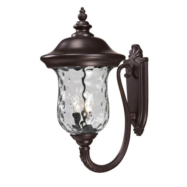 Z-Lite Lighting 533B-RBRZ Armstrong 3 Light 24 inch Tall Outdoor Wall Light in Bronze with Clear Waterglass