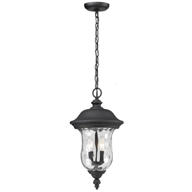 Z-Lite Lighting 533CHB-BK Armstrong 3 Light 12 inch Outdoor Chain Hung Light in Black with Clear Waterglass