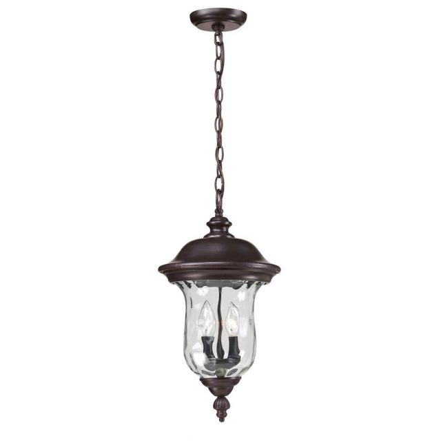 Z-Lite Lighting 533CHM-RBRZ Armstrong 2 Light 10 inch Outdoor Chain Hung Light in Bronze with Clear Waterglass
