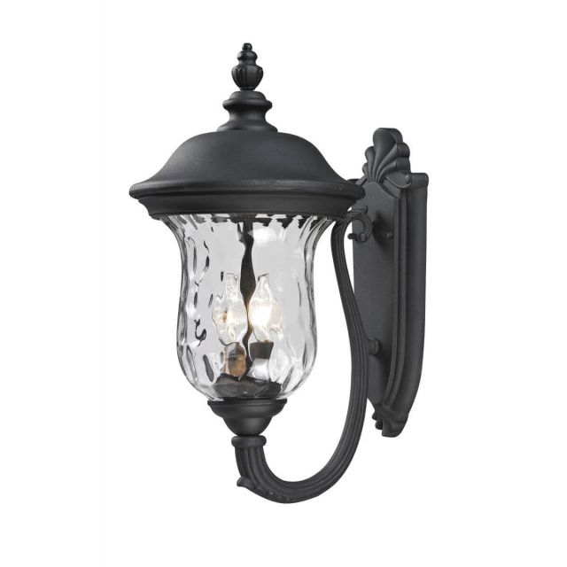 Z-Lite Lighting 533M-BK Armstrong 2 Light 20 inch Tall Outdoor Wall Light in Black with Clear Waterglass